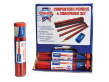 Carpenters Pencils Red (12 x Tubes of 12 + Sharpener)