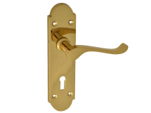 Backplate Handle Lock - Gable Brass Finish