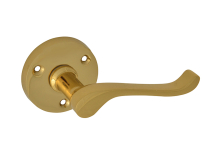 Lever On Rose Handle - Gable Brass Finish