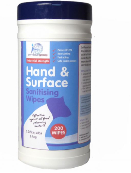 ALCOHOL HAND AND SURFACE WIPES 200PCS TUB