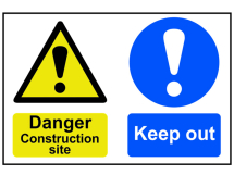 Danger Contruction Site Keep Out - PVC 600 x 400mm