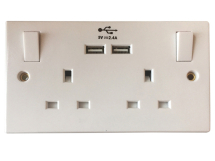 Switched Socket 2 Gang 13A with 2 x USB