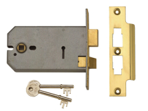 2077-5 3 Lever Horizontal Mortice Lock Polished Brass 124mm